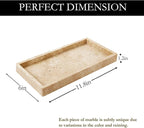 Marble Vanity Tray Italy Natural Travertine Stone Decorative Tray for Perfume, Cosmetic and Kitchen Organization, Coffee Table Display Beige