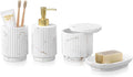 Bathroom Accessories Set 4 Pcs-Toothbrush Holders Set, Soap Dispenser, Cotton Swab Jars, Vanity Tray, Bathroom Organizer for Modern Bathrooms Decor, Gift for Home Apartment