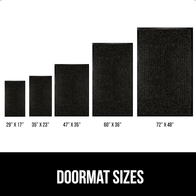 GORILLA GRIP Traffic Guard Door Mat, 2 Pack, Heavy Duty Waterproof Doormat, Commercial Office Space Welcome Mats, Stain and Fade Resistant, Low Profile, Strong Rubber Backing, 35x23, Jet Black