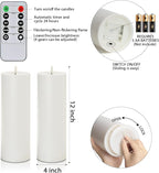 5plots 4" x 12" Waterproof Outdoor Flameless Candles Battery Operated LED Large Pillar Candles with Remote and Timer for Indoor Outdoor Lanterns, Long Lasting, White, Set of 2