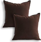 Jeanerlor Pack of 2 Cotton Linen Soft Soild Decorative Square Throw Pillow Covers Set Cushion Case for Children Kid Baby 24 x 24 Inch 60 x 60cm,Brown