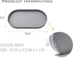 Gray Small Tray (10 inch), Oval Tray for Kitchen Counter, Bathtub Bathroom Vanity Items, Countertop Organizer, Coffee Accessory, Bar, Serving Seasoning, Salt and Pepper, Soap, Perfume.