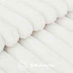 decorUhome Faux Fur Christmas Throw Pillow Covers 12x20 Set of 2, Decorative Soft Plush Striped Lumbar Neutral Couch Euro Pillow Covers with Velvet Back for Sofa, Bed, Living Room Home Decor, White
