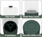 Toothbrush Holder with Cover 360 Rotating 4 Compartments Bathroom Toothpaste Electric Toothbrush Organizer, Dark Green