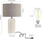 23" Set of 2 Ceramic Table Lamps, Farmhouse Bedside Lamp for Bedroom Living Room Nightstand Entryway, Side Table Lamps Modern Desk Lamp, 2 LED Bulbs Included (Gray)