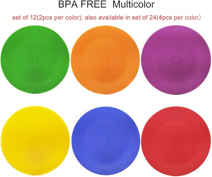 KX-WARE Plastic Plates Set of 12 - Unbreakable and Reusable 9.875 inches Dinner Plates, Multicolor | Dishwasher Safe, BPA Free