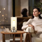 Bedside Table Lamp for Bedroom Living Room, Modern Nightstand Lamp with Glass Lamp Shape, 2700K 6W Glass Bulb Included(Nickel).