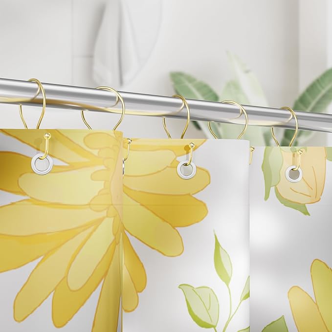 AmazerBath Shower Curtain Hooks Gold Shower Curtain Rings, Simple Double Hook Shower Curtain Hooks Rust Proof, Metal Smooth Shower Hooks for Shower Curtain Rod, 12 Pcs Shower Rod Hook Light Gold