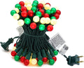 Red White and Green Christmas Lights Outdoor Pearlized G15 70 LED 19ft Plug in Mini Globe String Lights Multi Color Green Wire for Indoor Patio Xmas Tree