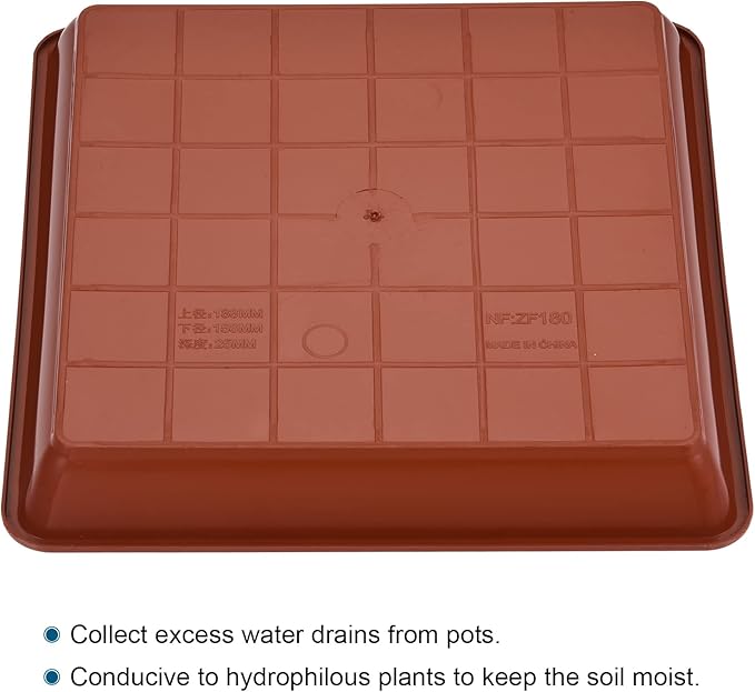 MECCANIXITY Plant Pot Saucer 7 Inch Plastic Square Flower Drip Tray for Indoor Outdoor, Red Pack of 10