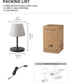 Outdoor Battery Operated Table Lamp Waterproof, 4000mAh Cordless Table Lamp Rechargeable, Touch Dimmable Desk Lamp, LED Night Light for Patio Camping Restaurant Home, H9.6in, Dark Grey