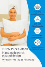 COTTON STICH King Pillow Shams Set of 2 White Pinch Pleated Pillow Shams King 20x40 Pillow Covers Hotel Quality 100% Egyptian Cotton 600 Thread Count