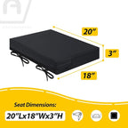 AAAAAcessories Outdoor Seat Cushions for Chairs, Waterproof, Fade-Resistant Patio Furniture Replacement Cushions, 20" x 18" x 3", Set of 2, Black