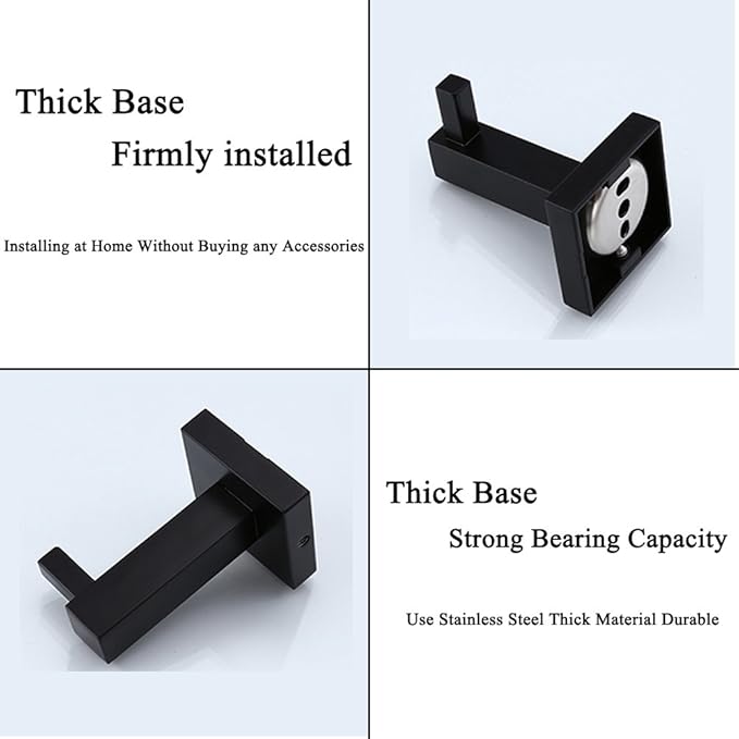 Single Black Hook Wall Stainless Steel Heavy Duty Modern Bath Hook for Coat Robe Towel Hat Home Kitchen Bedroom Hotel Toilet Garage, 1 Pack