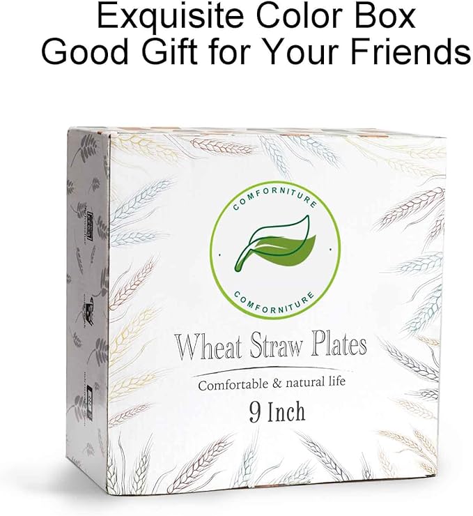 12PCS Unbreakable Dinner Plates, Dishwasher & Microwave Safe Plastic Plates Reusable, Lightweight Wheat Straw Plates for kitchen (Serenity, 9 IN)