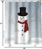 Vandarllin Custom Christmas Snowman Bathroom Shower Curtain,Waterproof Polyester Fabric -Blue Red White-48" x 72" Small Stall Size