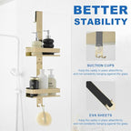 Gold Shower Caddy Over Shower Door - 2 Tier Hanging Shower Caddy Organizer No Drilling, Shower Storage Shelf for Indoor Shower, Bathroom, Bedroom, Kitchen
