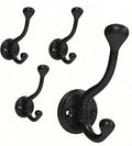 4 Pack Wall Hooks for Hanging, Heavy Duty Coat Hook Wall Mount, Easy to Install Metal Closet Hooks, Apply to Bathrooms, Bedrooms, Living Rooms, Entrances（Black）