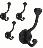 4 Pack Wall Hooks for Hanging, Heavy Duty Coat Hook Wall Mount, Easy to Install Metal Closet Hooks, Apply to Bathrooms, Bedrooms, Living Rooms, Entrances（Black）