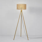 GLOBE Electric 65914 60" Floor Lamp, Faux Wood Tripod Base, Rattan Shade, On/Off Rotary Switch on Socket