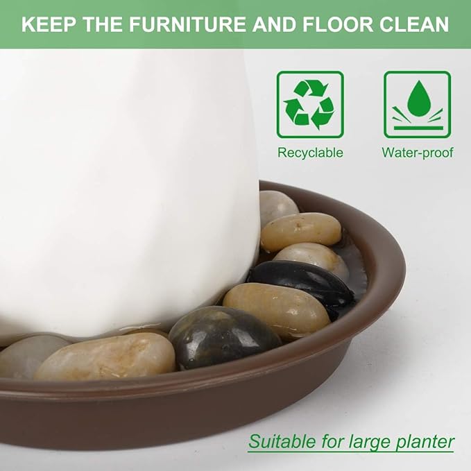 Plant Saucer 10 inch, Heavy Large Planter Durable Thicker Plastic Plant Trays for Indoors and Outdoor, Plant Saucer Drip Trays,Brown(10" - 3 Pack)