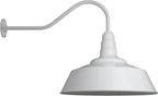 Steel Lighting Co. Redondo Barn Light | Outdoor Wall Mounted | 20 inch Dome | 23 inch Gooseneck | Large Farmhouse Warehouse Light Made in America | White Exterior/White Interior