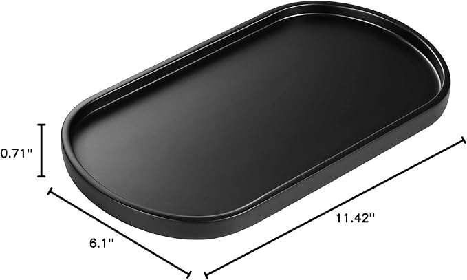 Luxspire Resin Vanity Tray, Toilet Tank Oval Storage Tray, Soap Tray Bathtub Tray Bathroom Countertop Organization for Towel Plant Bathtub Accessories Ring Holder Jewelry Organizer, M, Matte Black