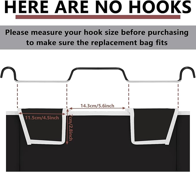 Bonuci 3 Pcs Laundry Sorter Replacement Bags Hamper Cart Removable Replacement Laundry Storage Organizer Bag Hamper Liner, No Hooks 14.76 x 8.66 x 21.65 Inch (Black)