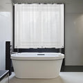 Waterproof Shower Curtain for Window Inside Shower, 48 x 48 Inches Short Length Plastic Bathroom Window Curtain Heavy Duty Vinyl with Hooks, Silky Frost, 48x48
