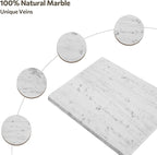 Natural Marble Cutting Board For Kitchen, 16 x 20 Inch Marble Slab Pastry Board With Non-Slip Feet For Baking, Cheese, Charcuterie, Chocolate, White Marble Gray Veins