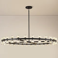 Modern 60 inch Black Round Chandelier, Extra Large Chandeliers Crystal Chandeliers for Living Room, Large Wagon Wheel Chandelier for Foyer, Staircase, Entrance,Includes Bulb