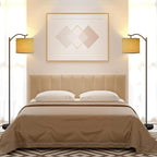 Floor Lamp for Living Room,LED Arched Stand Lamp,Tall Modern Standing Lamp with Linen Shade,E26 Socket, Footswitch, Mid Century Floor Lamps for Bedrooms,Office,Gray Double-Layer lampshade