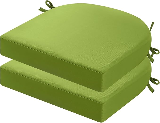 idee-home Outdoor Chair Cushions Set of 2, Thick 19" x 19" x 3" Outdoor Seat Cushions Patio Furniture Waterproof with Ties, Dining Pads