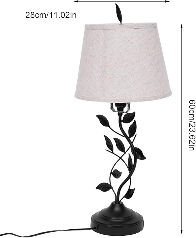 Eapmic Table Lamp with USB Ports,Bedside End Table Lamp Traditional Nightstand Desk Lamp Large Retro Leaf Lamp for Living Bedroom Office (Retro)