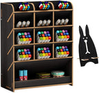 Marbrasse Wooden Pen Organizer, Multi-Functional DIY Pen Holder Box, Desktop Stationary, Easy Assembly, Home Office Art Supplies Organizer Storage with Drawer (B12-Black)