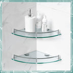 Crowye 2 Pcs Corner Shower Shelf 2-tier Glass Corner Shelf Stainless Steel Wall Mounted Bathroom Organizer for Storing Shower Gel Shampoo Brush, 9.25 Inches