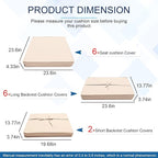 14 PCs Patio Cushion Covers for 7 PCs Outdoor Furniture Sectional Seating Sets Water Resistant Plus 2 Throw Pillows (Khaki, 23.6(L)*23.6(W)*4.33(T) inches)