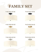 Gold Semi Flush Mount Ceiling Lights, 4-Light 18" Ceiling Light Fixture with White Pleated Fabric Shade, Drum Lamp for Nursery Hallway Bedroom Kitchen, AD-25036-4SF-GD