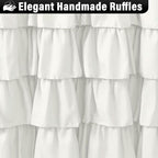 Seasonwood Ivory Shower Curtain Cute Ruffle Shabby Chic Button Design Country Style,72x72 inch