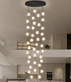 236'' Long Large Crystal Chandeliers LED Chandeliers for High Ceiling Handing Light Fixture for Entrance Hallway Foyer Staircase Lobby Black