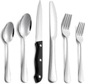 24 Pcs Silverware Set with Steak Knives Service for 4,Stainless Steel Flatware Set,Mirror Polished Cutlery Utensil Set,Home Kitchen Eating Tableware Set,Include Fork Knife Spoon Set (24, Silber)