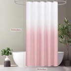 AooHome Fabric Small Shower Curtains, Cloth Ombre Pink Shower Curtain Sets, Washable Fabric Pink and White Shower Curtain, Rustic Farmhouse Bathroom Shower Curtains, 36x72 Inches