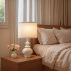 20" Modern Ceramic Table Lamps Set of 2, White Bedroom Lamps for Night Stands, Farmhouse Bedside Lamps for Bedroom Living Room, Small Nightstand Lamps Desk End Table Lamps White