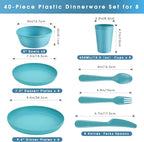 40-Piece Unbreakable Kids Dinnerware Set for Toddlers & Children, BPA-Free & Easy-Clean PP Plates and Bowls, Microwave & Dishwasher Safe, Complete Family Pack (Service for 8)
