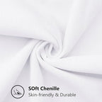 decorUhome Chenille Soft Throw Pillow Covers 22x22 Set of 2, Farmhouse Velvet Neutral Decorative Euro Pillow Covers with Stitched Edge for Couch Sofa Bed Home Decor, White