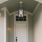 3-Light Outdoor Pendant Lights for Porch 15.7'' Outdoor Chandelier Black & Brushed Brass Exterior Hanging Porch Light Fixtures w/Clear Glass, Waterproof Outside Pendant Lantern for Front Door