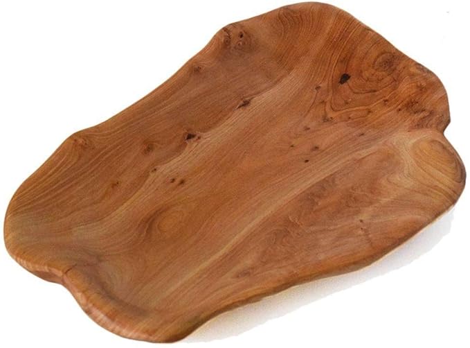 Root Wood Dish, Party Platter and Tray for Sandwich Bread Serving, Appetizer Display, Vintage Ring Dish, Hand Carved Artworks (12-13 inch)