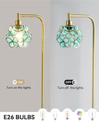 Flower Petals Tiffany Style Floor Lamp, Modern Green Flower Standing Lamp for Living Room, Vintage Acrylic Tall Lamp Decoration for Living Room,Corner, Bedroom(Bulb Included)