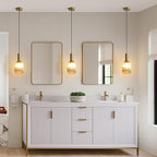 KCO Lighting 1-Light Amber Glass Ceiling Light Fixture Vintage Striped Glass Pendant Light Farmhouse Cylinder Pendant Light Gold Mini Kitchen Island Pendant Lighting Single Hanging Light