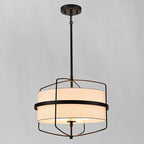 DAYCENT Modern Black Pendant Lights Kitchen Island 3-Light Drum Shade Pendant Light Fixtures 16" H Farmhouse Matte Black Pendant Light with Fabric Shade, Adjustable Height